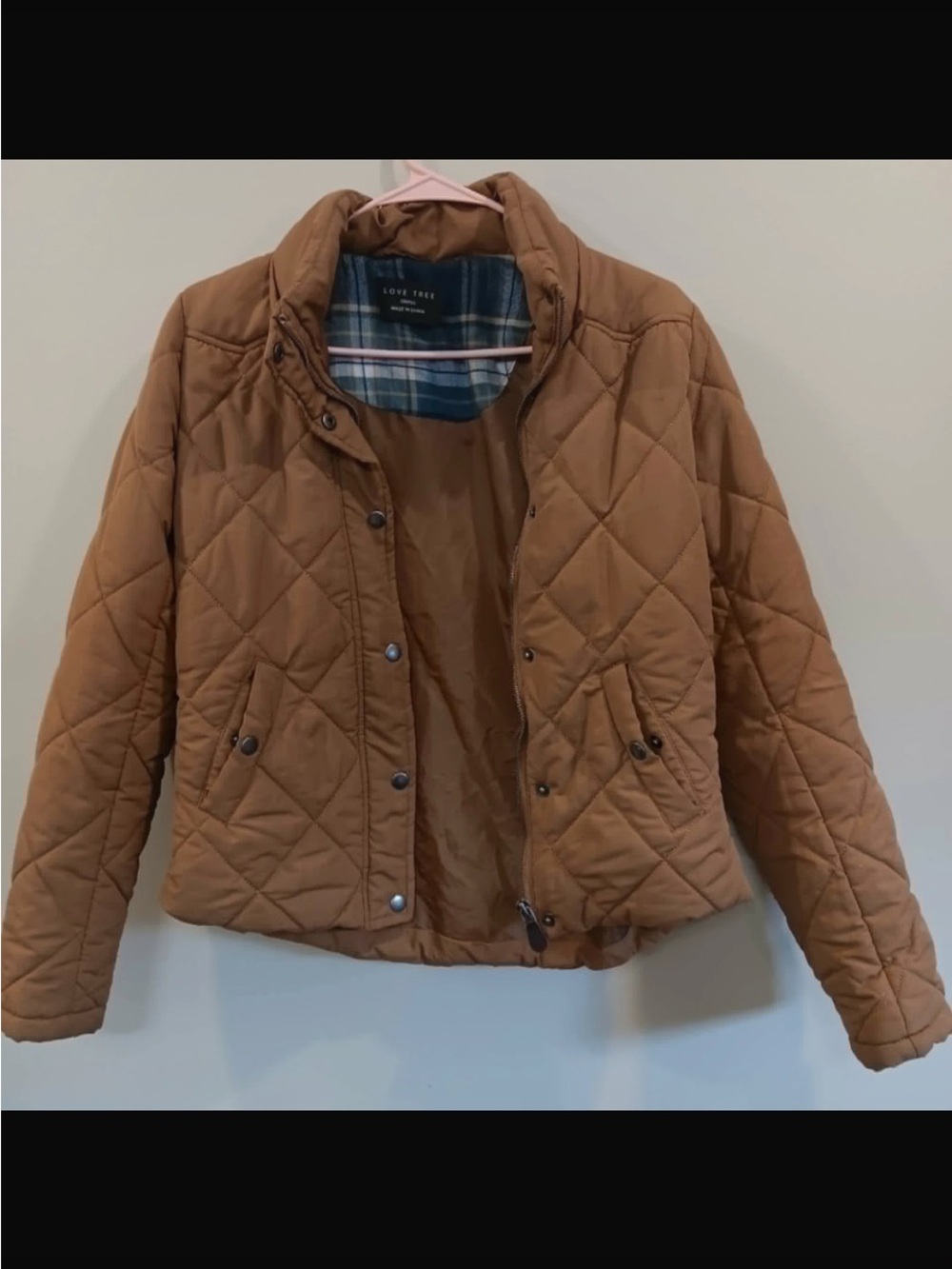 Love Tree Quilted Tan/Brown Women's Puffer Jacket